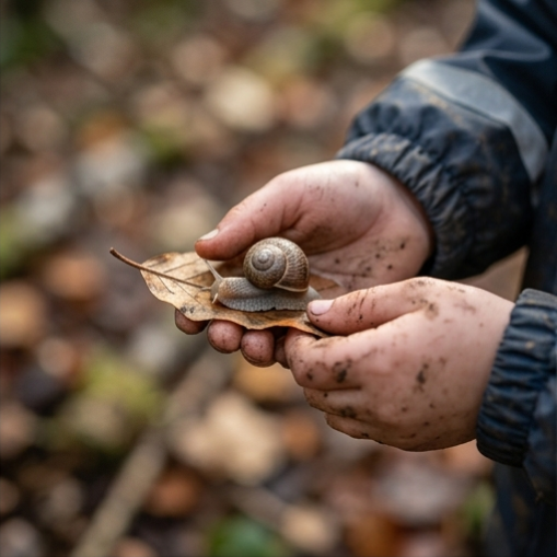 Kinderhände mit Schnecke